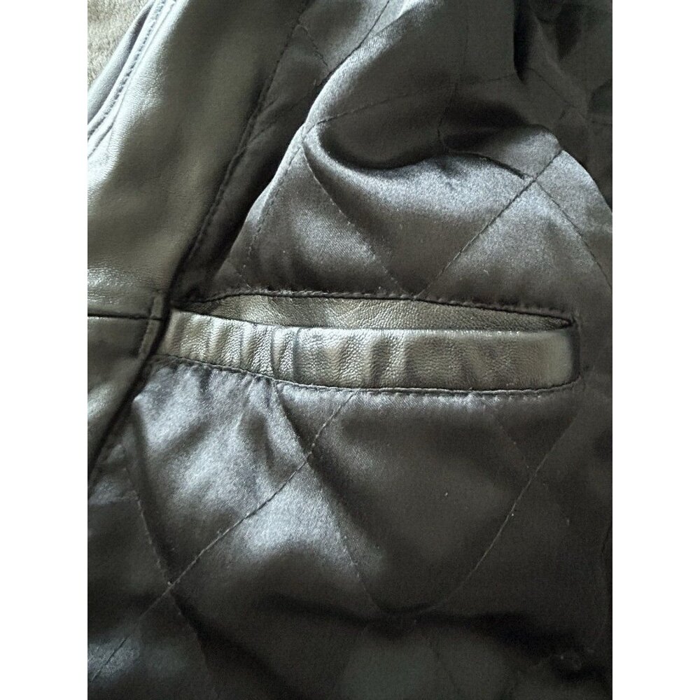 Express SIZE 54 Men's black genuine leather winter coat classic look - Picture 6 of 15